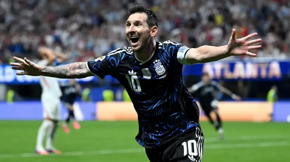 Lionel Messi celebrates Argentina's win over England in 2026 World Cup semi-final