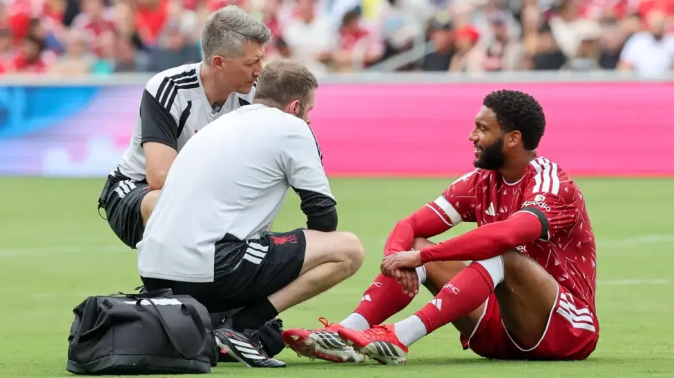 Liverpool's Joe Gomez is injured during the pre-season friendly against Sunderland