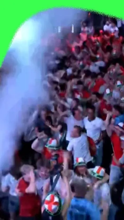 Fans cheer after England equalise to Norway.
